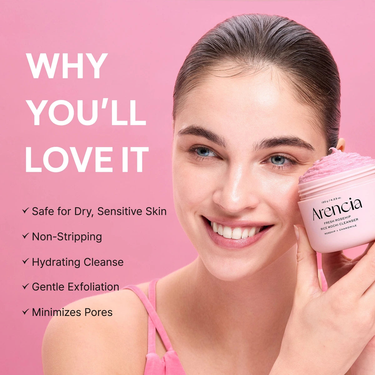 Arencia Fresh Rosehip Mochi Cleanser 120g